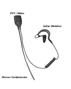 2Wire FBI-Garnitur mit In-Ear Ohrhörer, separates PTT/Mikrofon